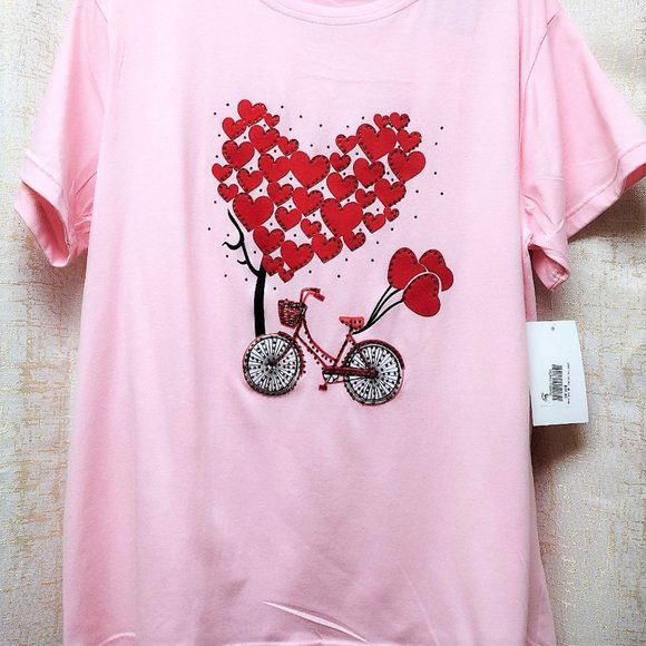 Biking with love, Rhinestone, HANDMADE, Ladies Tee, Bling T-Shirt, Perfect Gift. - Picture 3 of 4